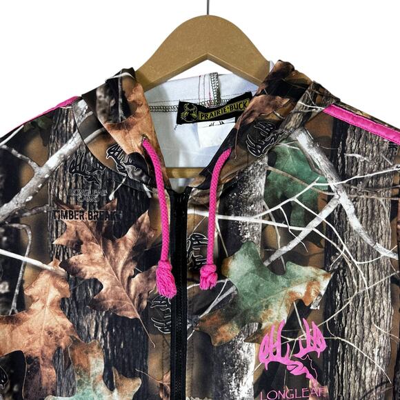 Prairie Buck Long Leaf Camo Jacket Size L Brown Pink Full Zip Hunting Cabincore - Picture 3 of 6
